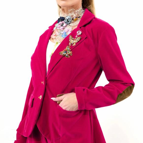 NWT Aratta Jovie Blazer - Fuchsia - Velvet Jacket - Pink - Size Medium - Picture 2 of 5